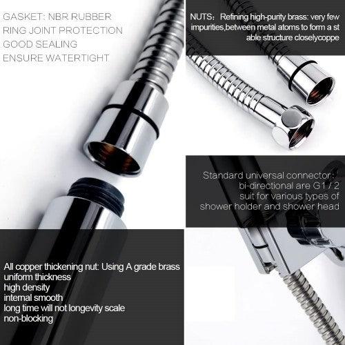 INTEXCA Extra Long Shower Hose 2.45 Meters/ 96 Inches/ 8 Ft. Flexible 304 Stainless Steel Extra Long with Brass Fittings - Polished Chrome - Toytexx INTEXCA Extra Long Shower Hose 2.45 Meters/ 96 Inches/ 8 Ft. Flexible 304 Stainless Steel Extra Long with Brass Fittings - Polished Chrome - Toytexx